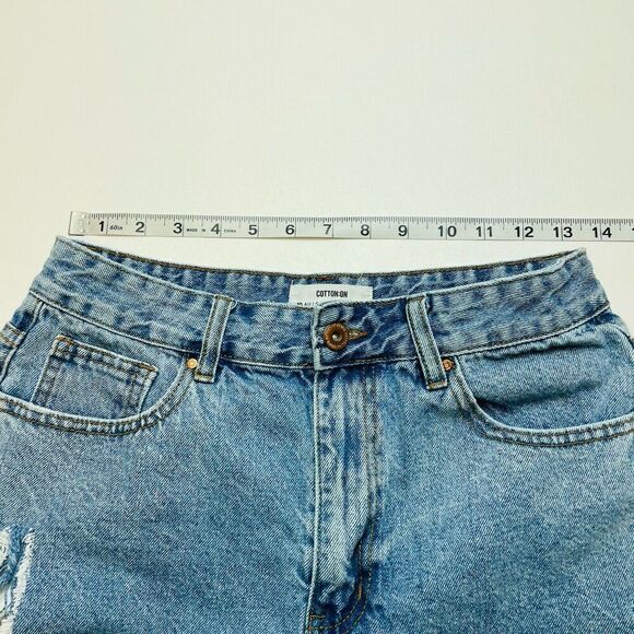 Cotton-On Denim Shorts Womens 6 Light Blue Wash Cotton Chewed Hem Distressed - Picture 6 of 8